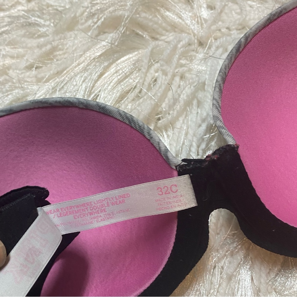 Victoria’s Secret PINK Wear Everywhere Bra 32C Lined Striped Everyday Bra - Picture 4 of 6